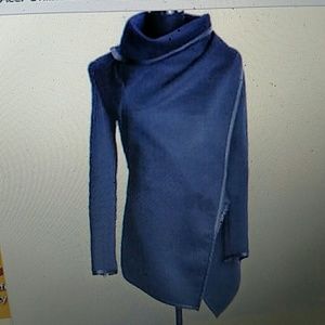 Navy wool mix cape coat